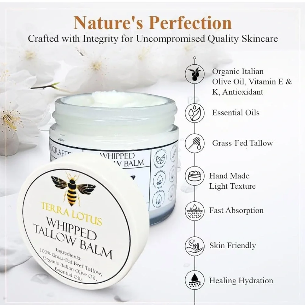Organic Terra Lotus Whipped Tallow Balm Unscented 2oz